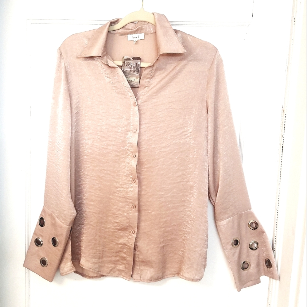 love J Button Blouse with Sleeve Detail